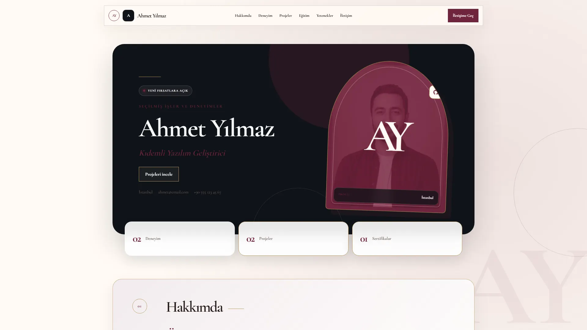 Monogram portfolyo önizlemesi