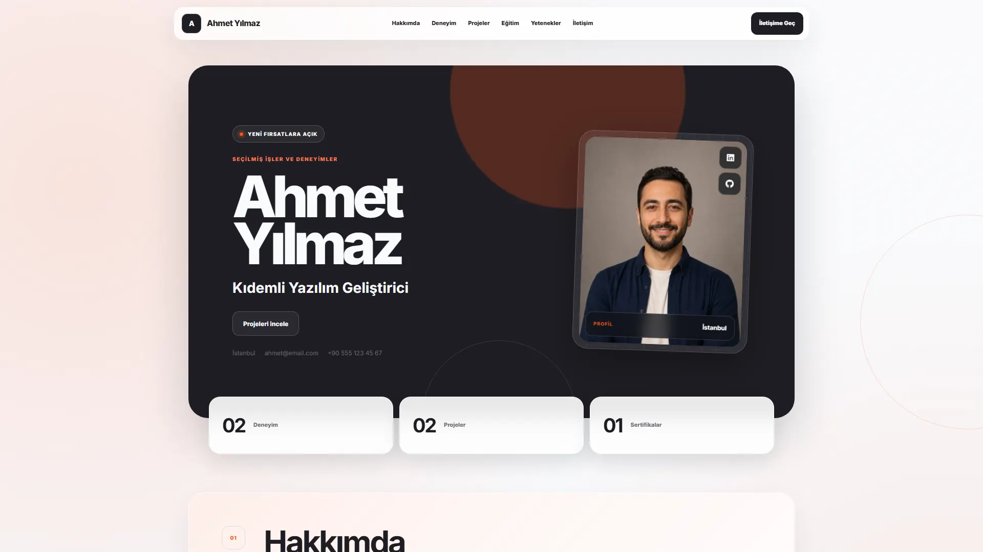 Standart portfolyo önizlemesi