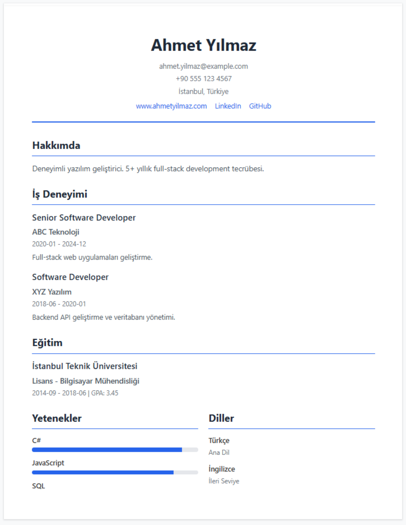 Modern Minimalist Şablon