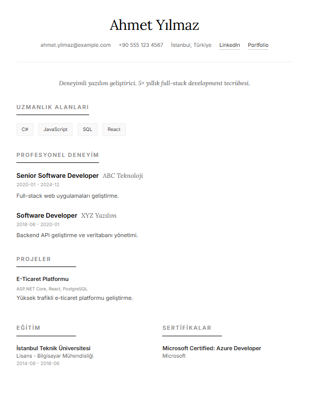 Minimalist Akış Şablon